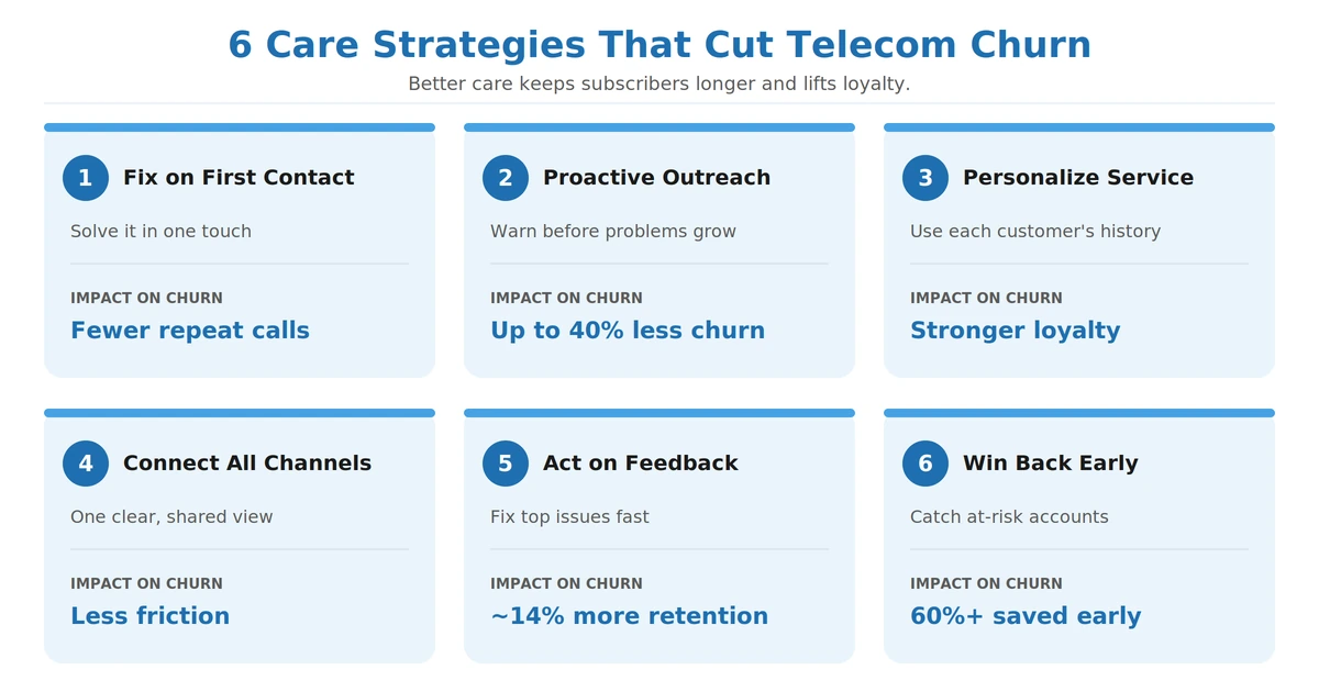 Six customer care strategies that reduce telecom churn and improve retention