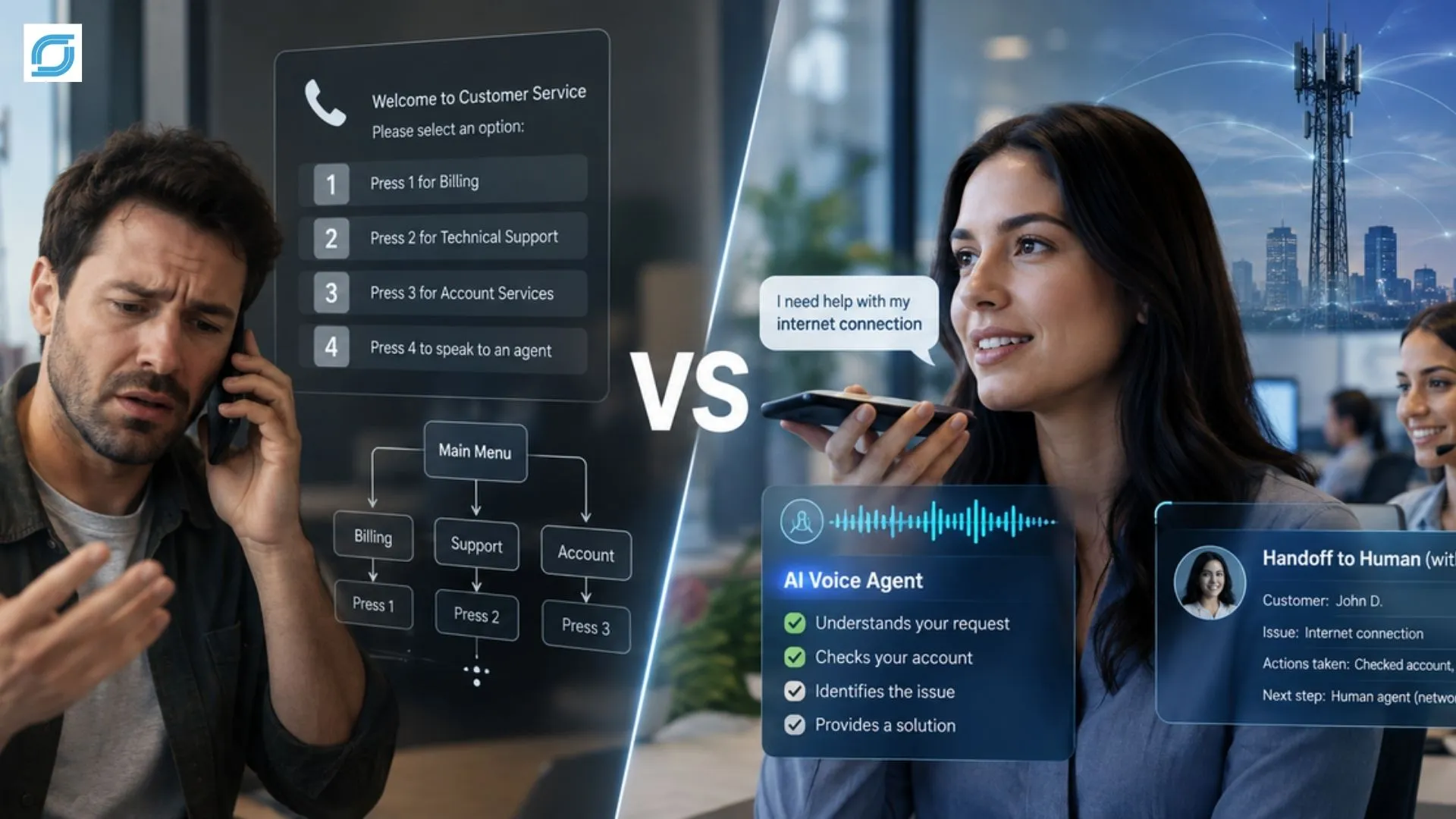 AI voice agent vs traditional IVR for telecom customer service