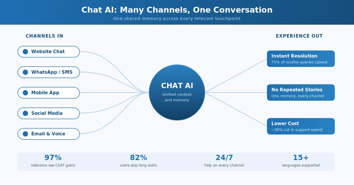 Chat AI connecting multiple telecom customer service channels
