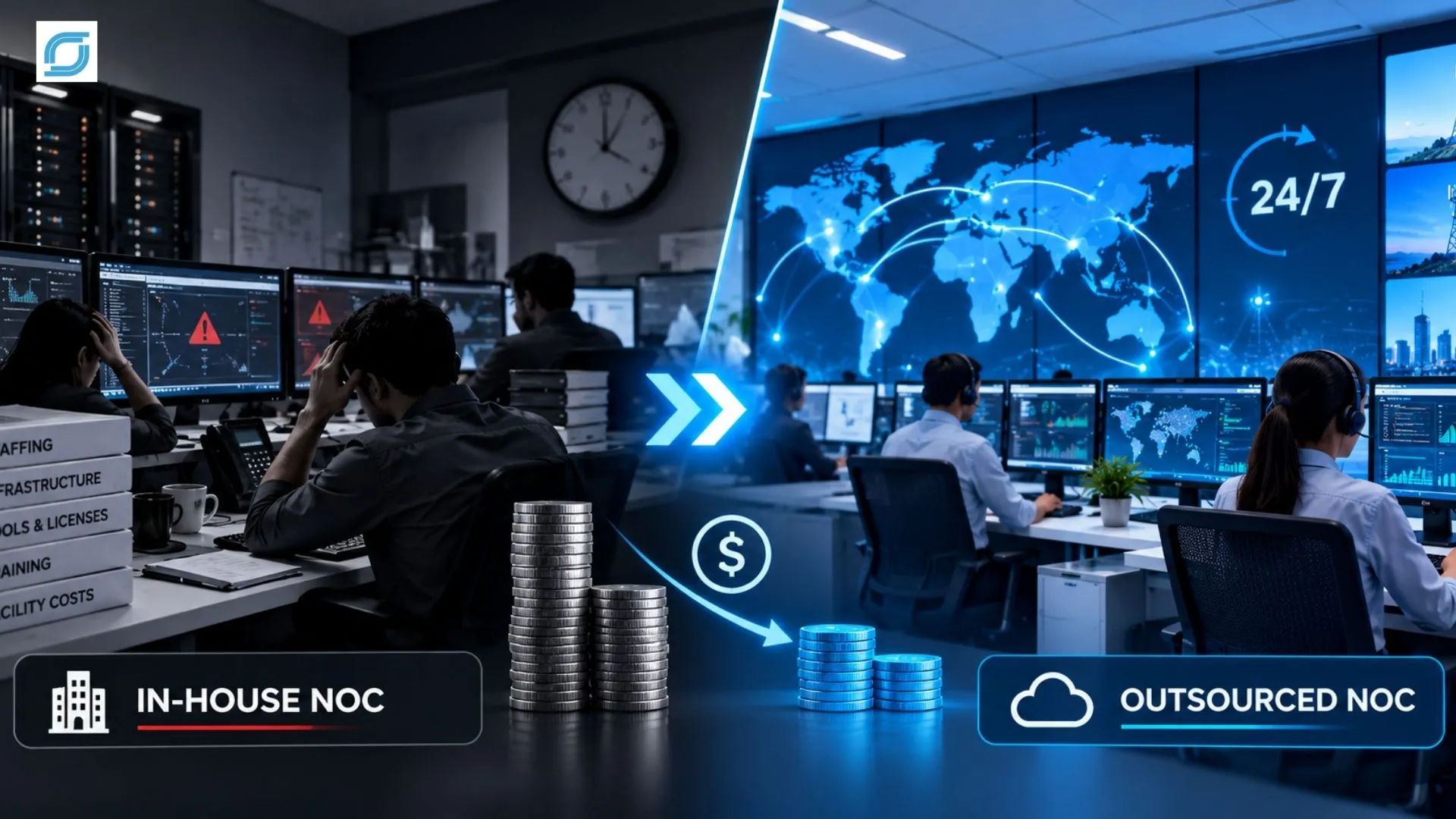 In-house vs outsourced telecom NOC operations