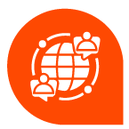 Global delivery icon representing Telecom Services for Operators across networks, customers, and regions