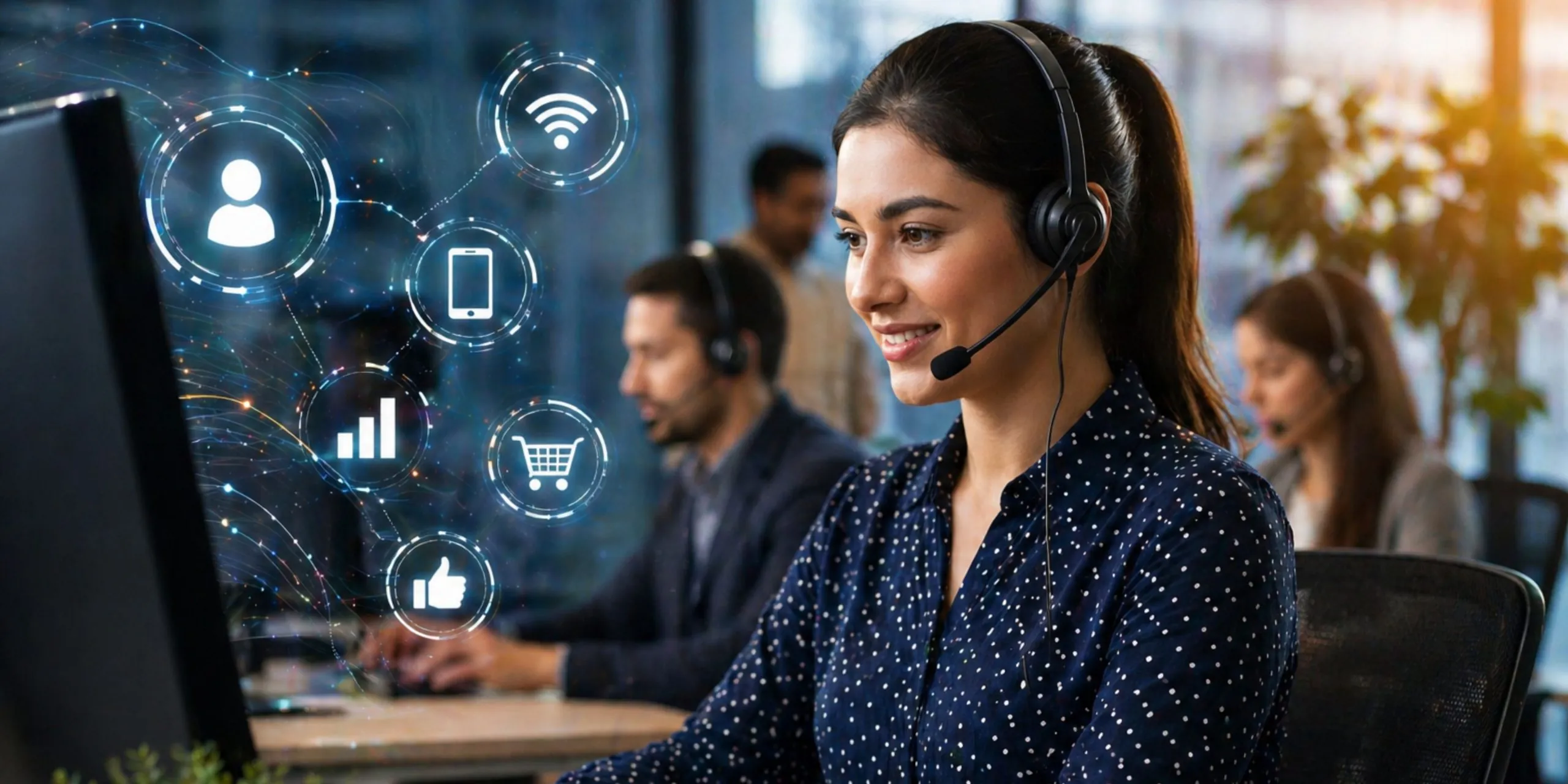 Micro-personalized telecom customer support agent using headset with AI-driven customer engagement signals in modern call center