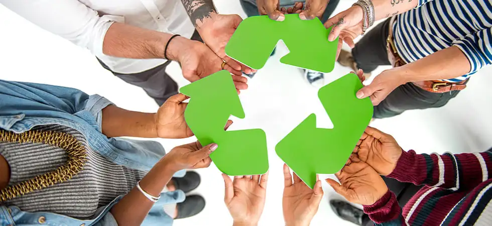 Telecom device recycling support team promoting sustainable mobile device recycling and circular economy initiatives