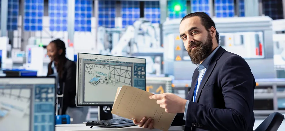 Billing compliance specialist reviewing automated regulatory checks on a monitor in a telecom operations center