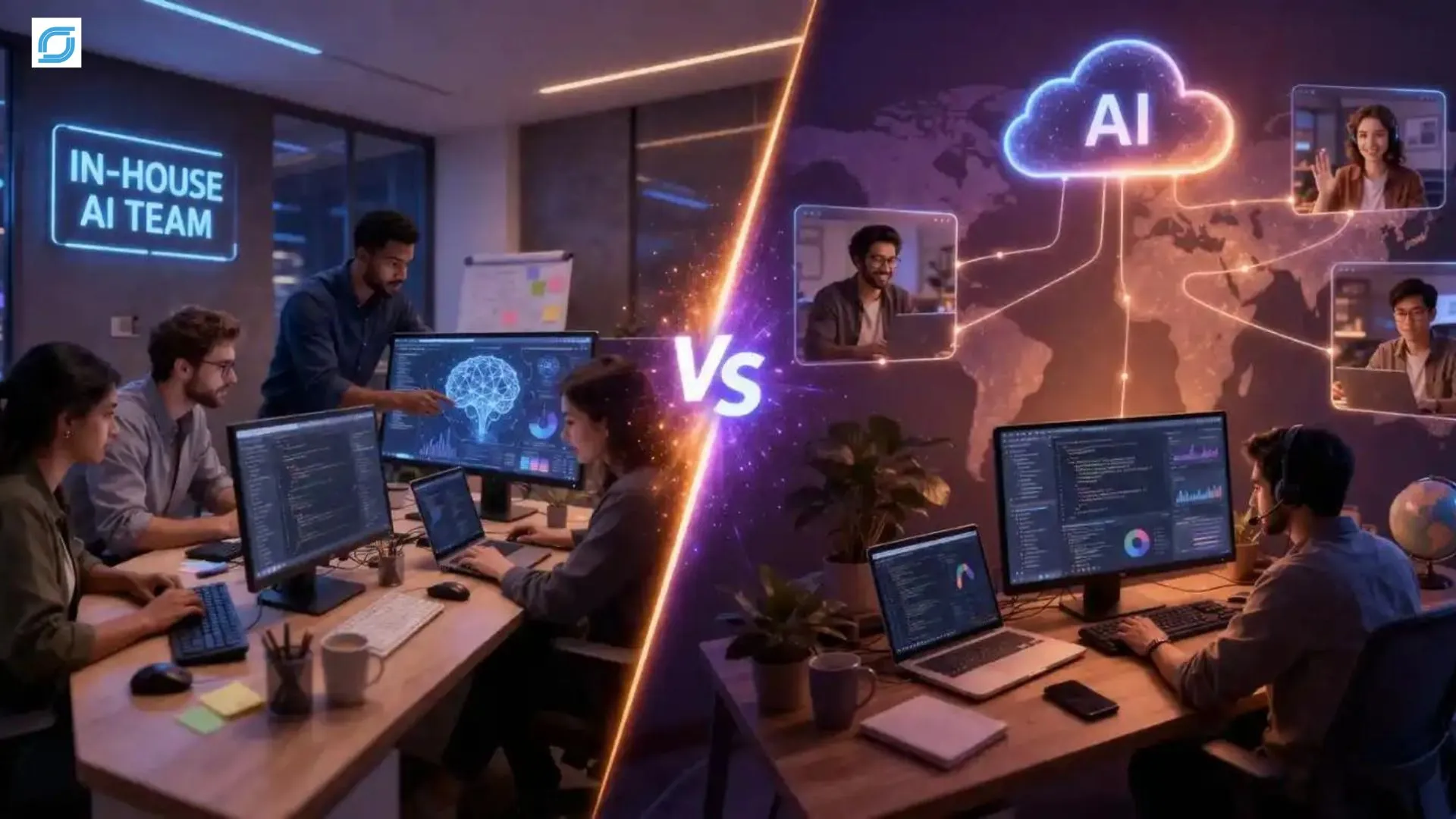 In-house vs. outsourced telecom data annotation teams comparing cost, scalability, and AI training data quality for telecom AI projects.