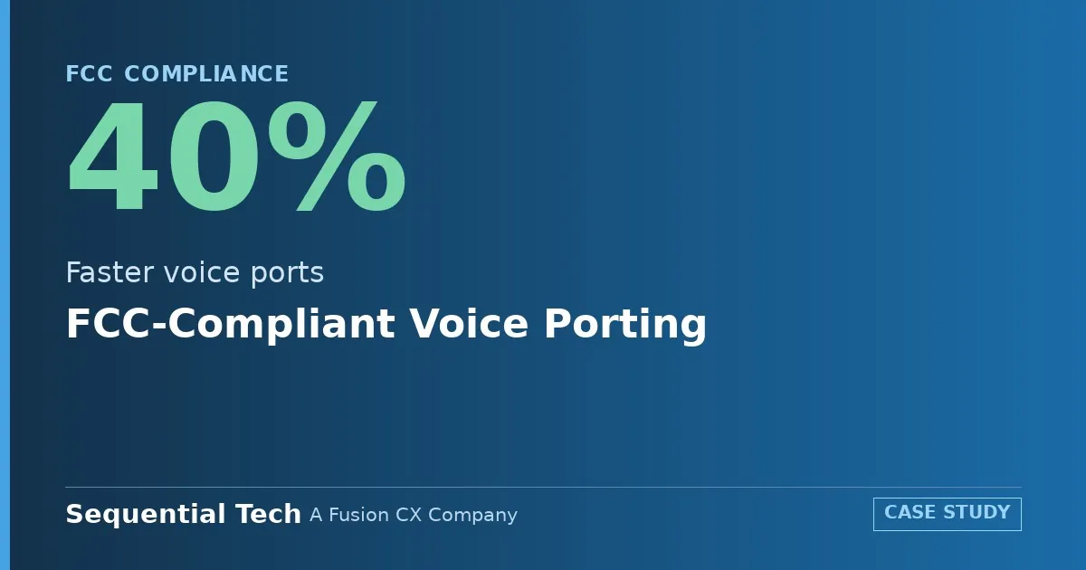 FCC-Compliant Voice Porting — 40% Faster voice ports. Sequential Tech, A Fusion CX Company.