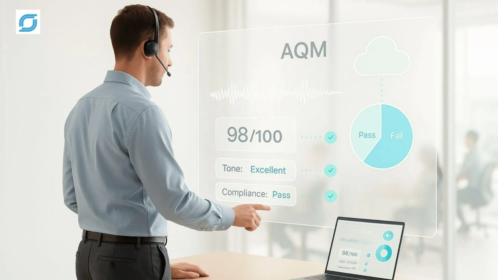 AI quality management dashboard for a telecom contact